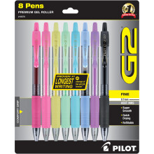 Pilot G2 Premium Gel Pens, Gel Roller Pens, Fine Point 0.7 mm Assorted Colors Pack of 8