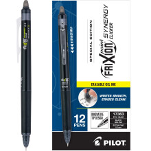 PILOT FriXion Synergy Retractable Clicker Erasable Gel Ink Pens, 0.5mm Extra Fine Point, Black Ink, Dozen