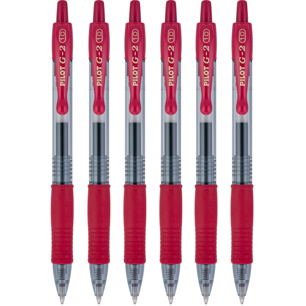 Pilot G2 Retractable Rollerball Gel Pens, Bold Point, 1.0Mm, Burgundy Ink, 6 Count