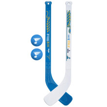 Franklin Sports St. Louis Blues NHL Mini Hockey Stick Set - NHL Team Knee Hockey Stick and Ball Set - Two Players - Great Toy for Kids