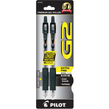 Pilot, G2 Premium Gel Roller Pens, Extra Fine Point 0.5 mm, Pack of 2, Black