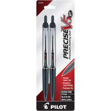 Stylos Rollerball Pilot Precise V5 RT Rechargeables, Pointe Extra Fine 0,5 mm, Noir, Pack de 2