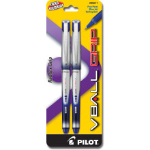 Pilot VBall Grip Flytande Bläck Rollerball Pennor, Fin Punkt, Blå Bläck, 2-Pack (35511)
