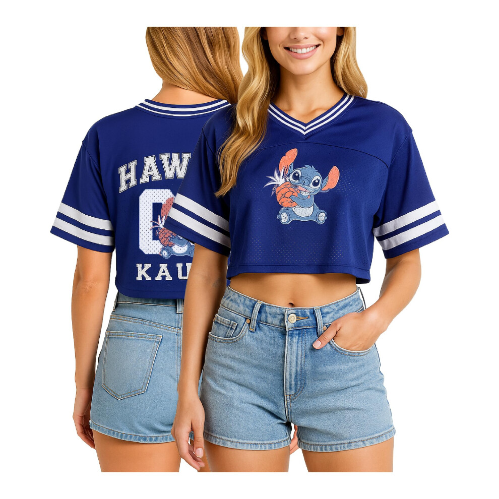 Disney Womens Baseball Jersey - Mickey Mouse Lightning Mcqueen Marie, Lilo And Stitch Womens Baseball Shirt (Sizes: S-Xl), Size Large, Stitch Blue