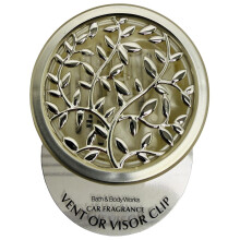 Bath and Body Works Silver Vines and Leaves Car Visor Fragrance Holder Easy To Open