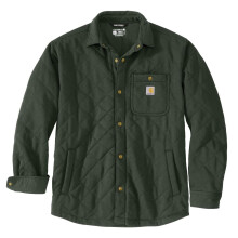 Carhartt Men's Rain Defender Loose Fit Heavyweight Quilted Snap Front Shirt Jac, Forestry Green, 3X-Large