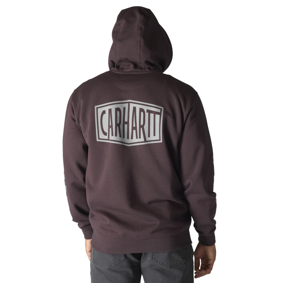 Carhartt Men's Rain Defender Loose Fit Midweight Logo Graphic Sweatshirt, Dark Sepia, XX-Large