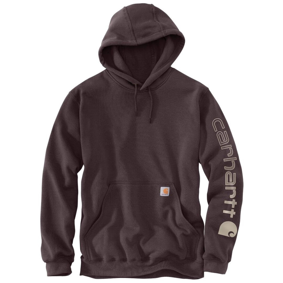 Carhartt Men's Loose Fit Midweight Logo Sleeve Graphic Sweatshirt, Dark Sepia, X-Large