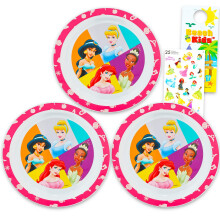 Set de Vajilla Disney Princesa 3 Piezas - 3 Platos de Plástico con Ariel, Cenicienta y Más