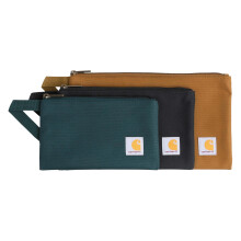 Carhartt Utility Zipper Pouch Set, Durable Water Repellent Organizers Sold in Sets of Three, Carhartt Brown/Black/Greenstone