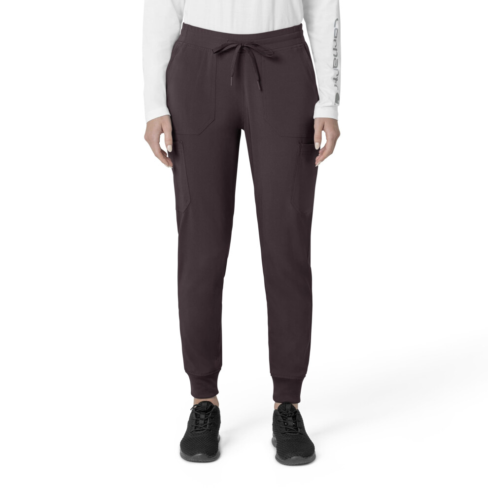 Carhartt Force Cross-Flex Scrubs For Women, Straight Leg Cargo Scrub Pant - Dark Sepia, M
