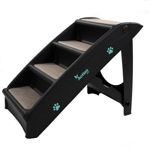 Actiaspet Lightweight Foldable Pet Stairs Black