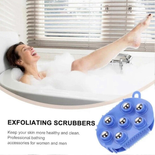 (Blue) Lymphdrainagehandschuhe und doppelseitige Körpermassagebürste 1