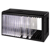Hama CD/DVD Rack for 20 CD/DVDs, Black Plastic Storage for Hanging or Standing, Space-Saving Small CD/DVD Stand for Office or Any Room, 31.1 x 13.3 x