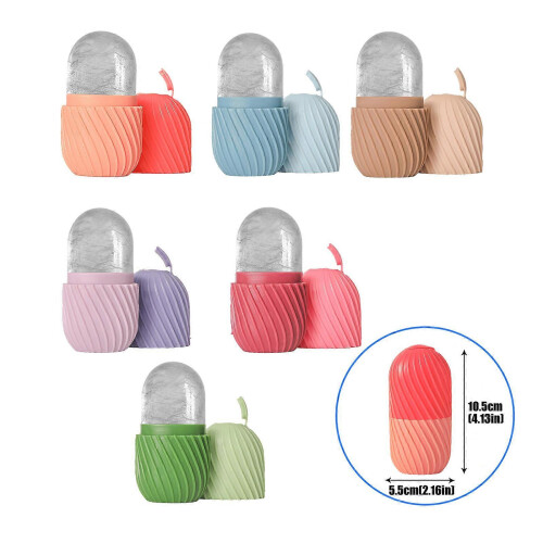 (Red) 2Pcs Multicolor Reusable Silicone Face Ice Globes For Dark Circles & Pore Reduction 2