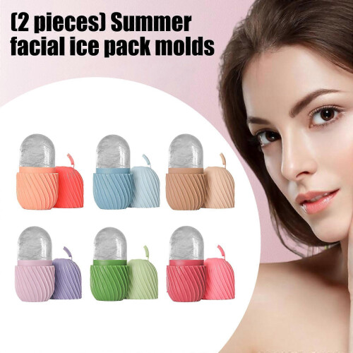 (Pink) 2Pcs Multicolor Reusable Silicone Face Ice Globes For Dark Circles & Pore Reduction 1