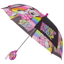 Disney girls Disney Kids Umbrella, Frozen/Princess/Minnie Mouse Toddler and Little Girl Rain Wear for Ages 3-6 Umbrella, Pink/Black, Age 3-7 US