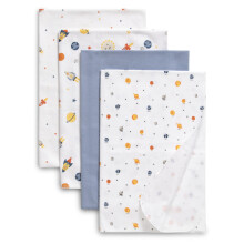 Delta Children Couvertures en Flanelle 100% Coton pour Bébé - 30x30 pouces (Pack de 4), Exploration Spatiale