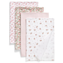 Delta Children Couverture Bébé en Flanelle 100% Coton - 30x30 pouces (Pack de 4), Floral Rose