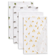 Delta Children Couvertures pour Bébés en Flanelle 100% Coton - 30x30 pouces (Pack de 4), Amis Safari