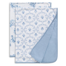 Delta Children Couverture Bébé 100 % Coton Jersey Bio - 30x40 pouces - Certifié GOTS (Lot de 2), Botanique Bleue