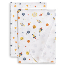 Delta Children Couvertures de Réception en Flanelle 100% Coton - 30x30 Pouces (Pack de 2), Exploration Spatiale