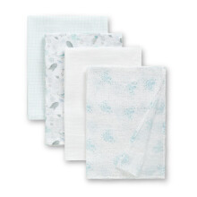 Delta Children Couverture Bébé 100% Coton Muslin - 47x47 pouces (Pack de 4), Vie Marine