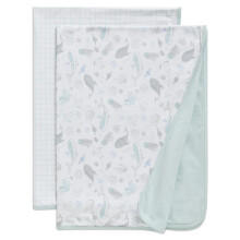 Delta Children Couvertures Bébé 100% Coton Jersey Bio - 30x40 Pouces - Certifié GOTS (Paquet de 2), Vie Marine