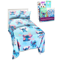 Stitch Bettwäsche Set für Kleinkinder - Lilo und Stitch mit Bettlaken, Spannbettlaken und Kissenbezug