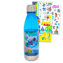 Disney Stitch Trinkflasche für Mädchen - Set mit Stitch und Angel - Wiederverwendbare Flasche, Aufkleber und mehr