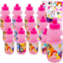 Disney Princess Trinkflaschen Set - 12 Teile mit 11 Oz Flaschen und Deckeln, Aufkleber, Tattoos