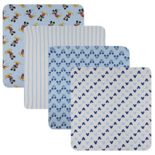 Disney Baby 4er-Pack Empfängerdecken - 100% Baumwollflanell, 28" x 28" - Mickey, Minnie, Pooh, Stitch oder Angel