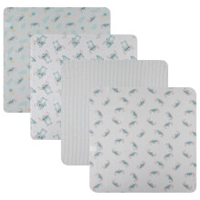 Disney Baby 4er-Pack Wickeldecken - 100% Baumwollflanell, 28" x 28" - Mickey, Minnie, Pooh, Stitch oder Angel