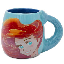 Disney The Little Mermaid Ariel Ceramic Coffee Mug - Unique Coffee Cup Featuring Ariel with Figural Tail Handle - Collectable Ceramic Mugs - Official