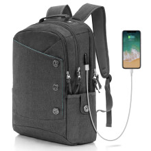 KINGSLONG 15.6 inch Grijze Laptop Rugzak voor Mannen Vrouwen, Stijlvolle Dagpack met USB Oplaadpoort