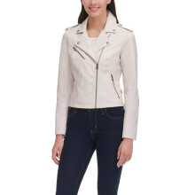 Levi's Women's Classic Faux Leather Moto Jacket (Regular & Plus Size), White Oyster, 3X