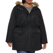 Levi's Women's Plus Size Performance Midlength Parka Jacket, black/Sherpa lining, 1 X