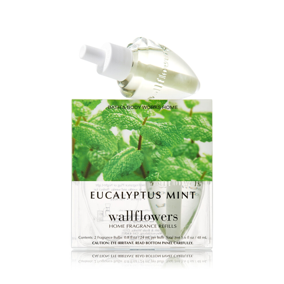 Bath & Body Works Eucalyptus Mint Wallflowers Home Fragrance Refills, 2-Pack (1.6 Fl Oz Total)