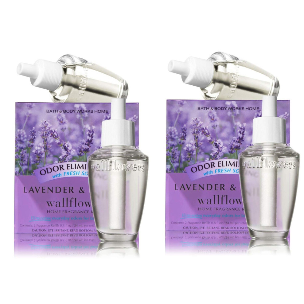 Bath & Body Works Wallflower Bulb Refills - Lavender & Vanilla - Two Boxes, Four Bulbs!