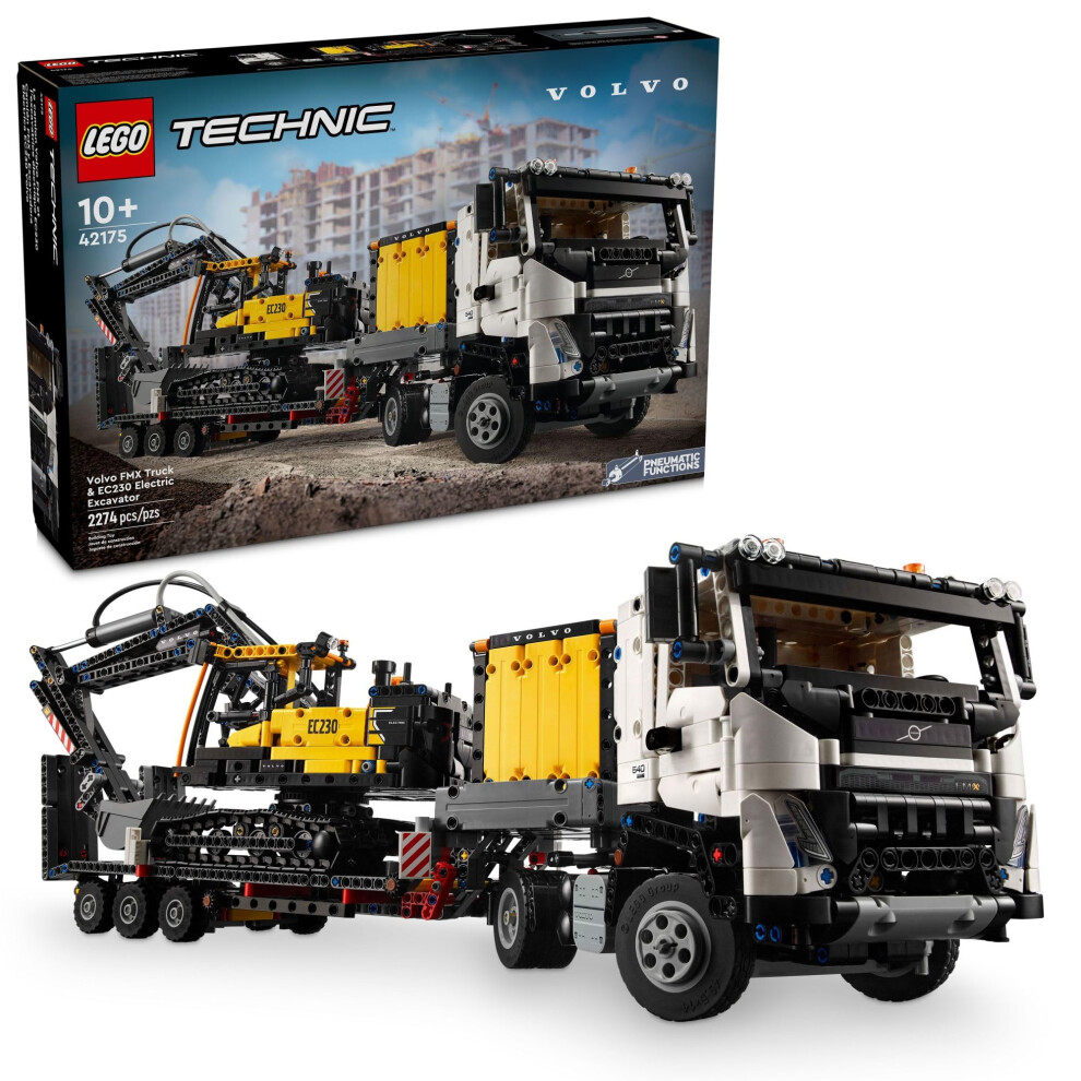 Lego Technic Volvo Fmx Truck & Ec230 Electric Excavator Building Toy, Volvo Truck Toy With 2 Model Vehicles, Great Gift For Boys And Girls Ages 10 And