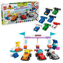 LEGO DUPLO Town F1 Team Coches de Carrera y Conductores - Juguete Educativo para Niños 2+