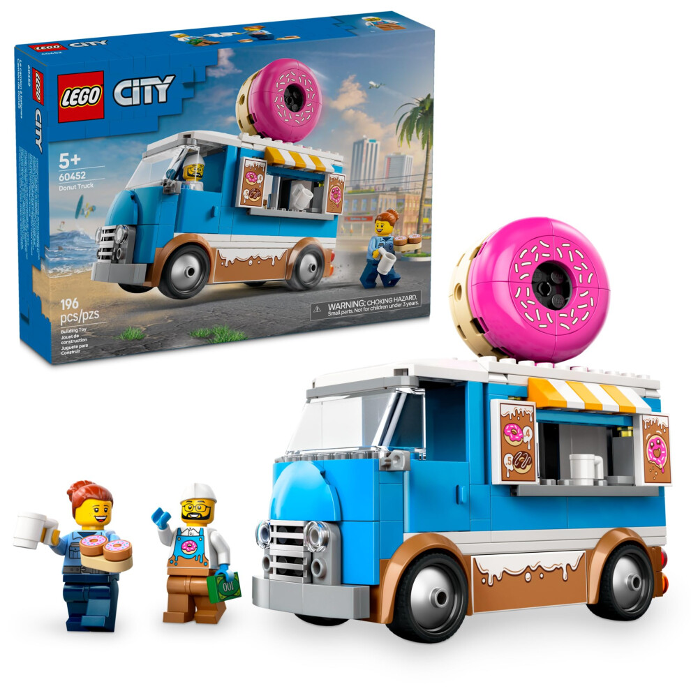 Lego City Donut Truck Toy - Building Toy For Kids, Boys And Girls, Ages 5+ - Mobile Donut Stand With 2 Minifigures And Other Accessories - Fun Gift Id