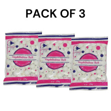 White Naphthalene Balls Pack Of 3 | 99% Pure White Refined Naphthalene Moth Balls for Closet | Powerful Moth and Pest Repellent | Anti-Insect