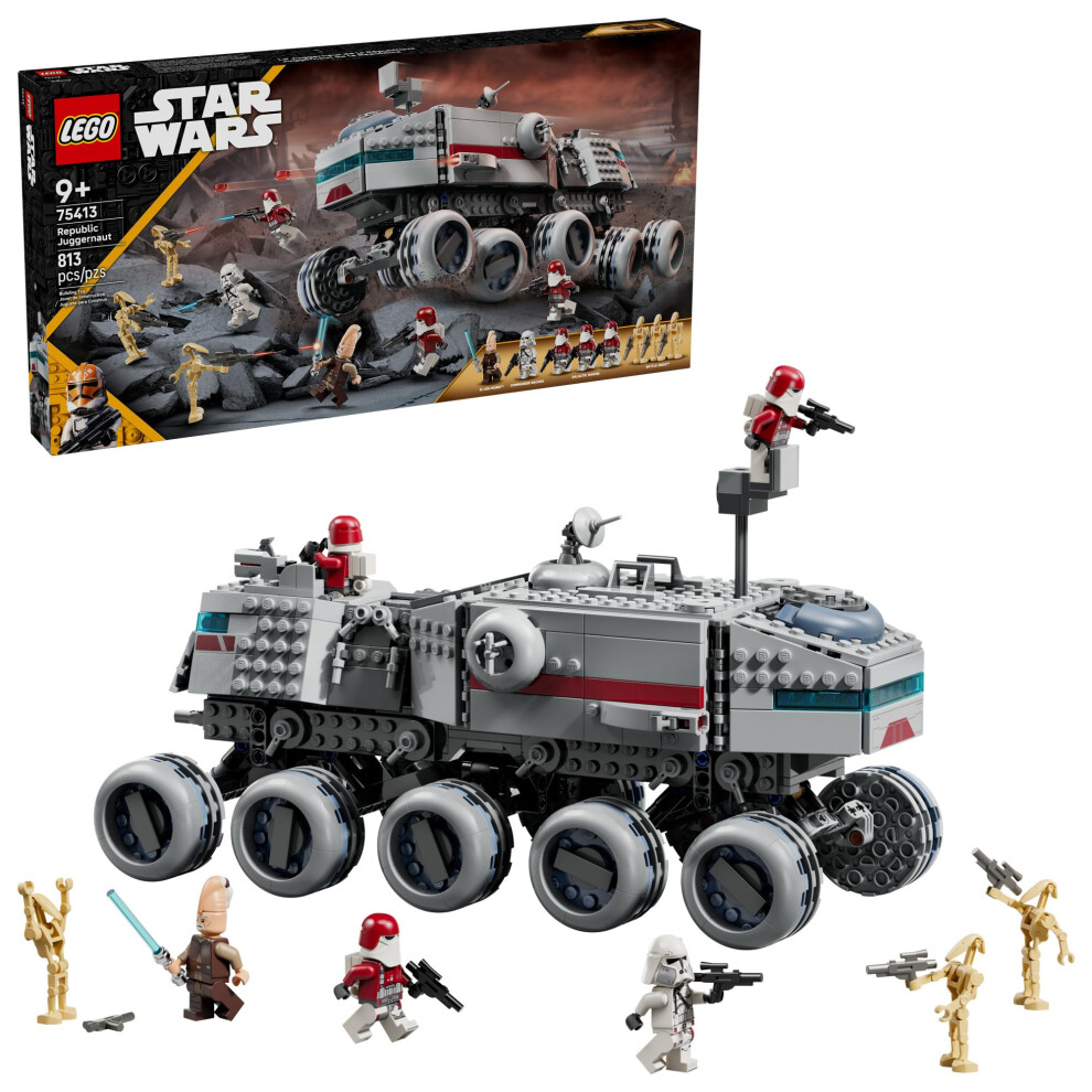 Lego Star Wars: The Clone Wars Republic Juggernaut Building Toy For Kids - Pretend Play Set W 8/ Toy Figures - Collectible Model Kit For Boys & Girls,