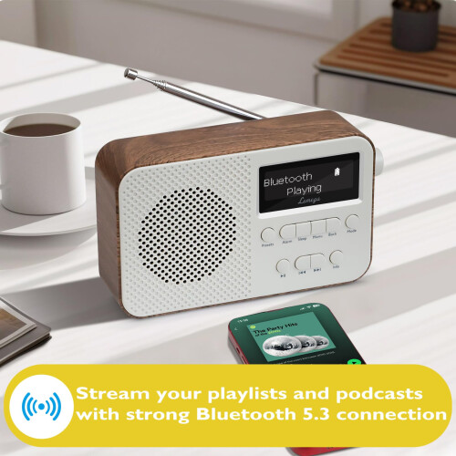 LEMEGA PR2 Max DAB Radio with Bluetooth,Portable Digital FM Radio,Walnut 2