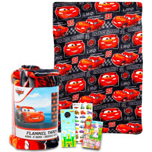 Disney Cars Fleece Decke Set - Bundle mit weicher Lightning McQueen Decke, Aufkleber, mehr für Kinder, Erwachsene