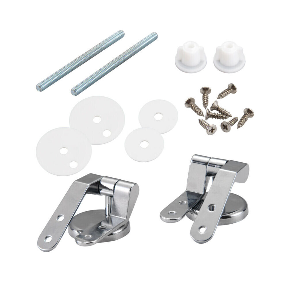 Pair Of Toilet Chrome Hinges With Fittings Toilet Seat Replacement Mountings Top 7084686390290