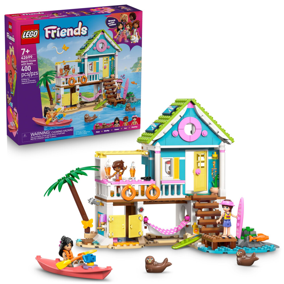Lego Friends Beach House With Seals Building Toy For Girls & Boys - Pretend Play Set For Kids, Ages 7+ - W/3 Minidolls, 2 Toy Animals, & Accessories