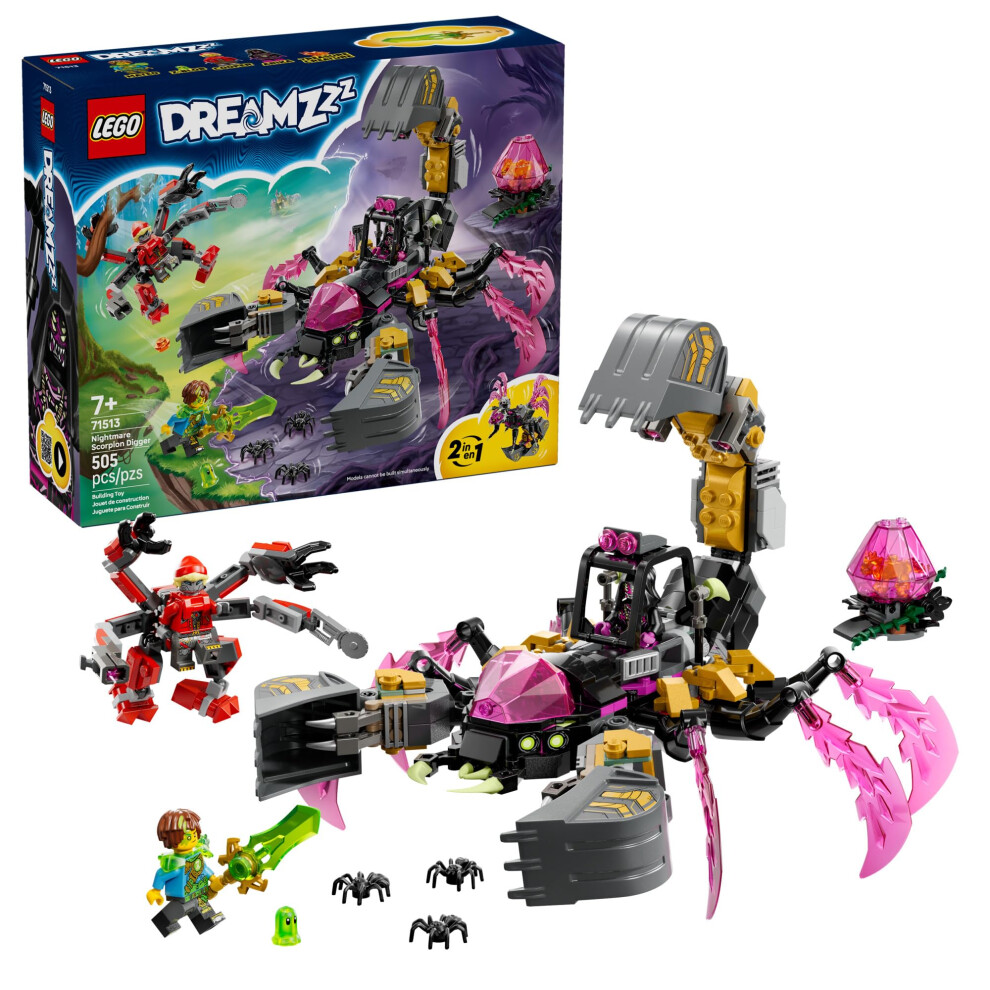 Lego Dreamzzz Nightmare Scorpion Digger Building Toy For Boys & Girls - Pretend Play Set For Kids, Ages 7+ - With 2 Build Options, 3 Minifigures & Tre