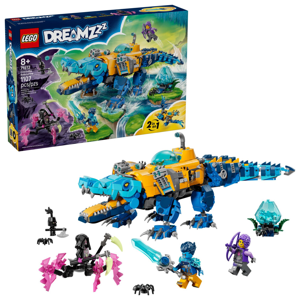 Lego Dreamzzz Crocodile Submarine Building Toy For Boys & Girls - Pretend Play Set For Kids, Ages 8+, W/2 Build Options - Includes 3 Minifigures & Tre